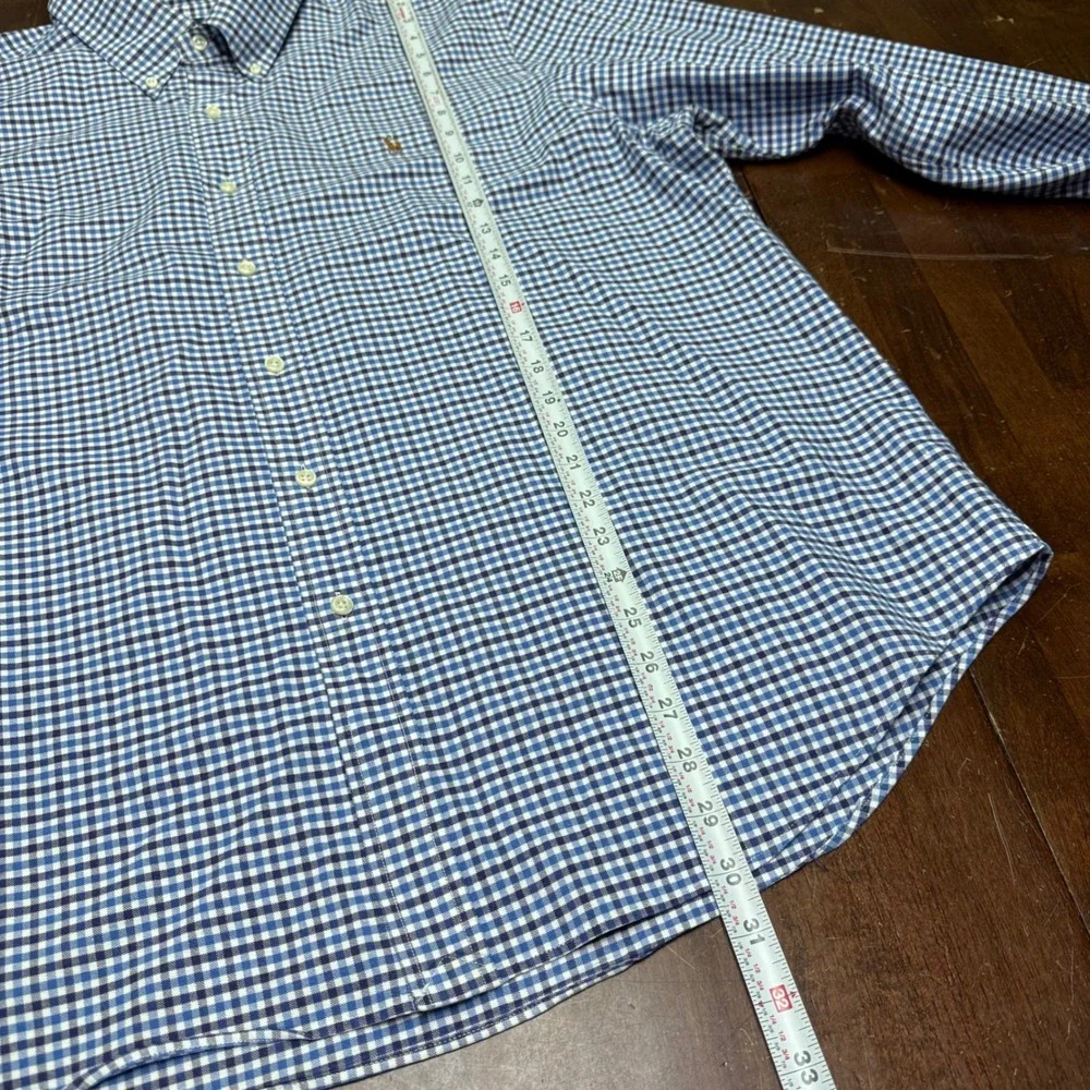 Polo Ralph Lauren Button Shirt Men XXL Blue Gingham Check Plaid Long Sleeve Pony